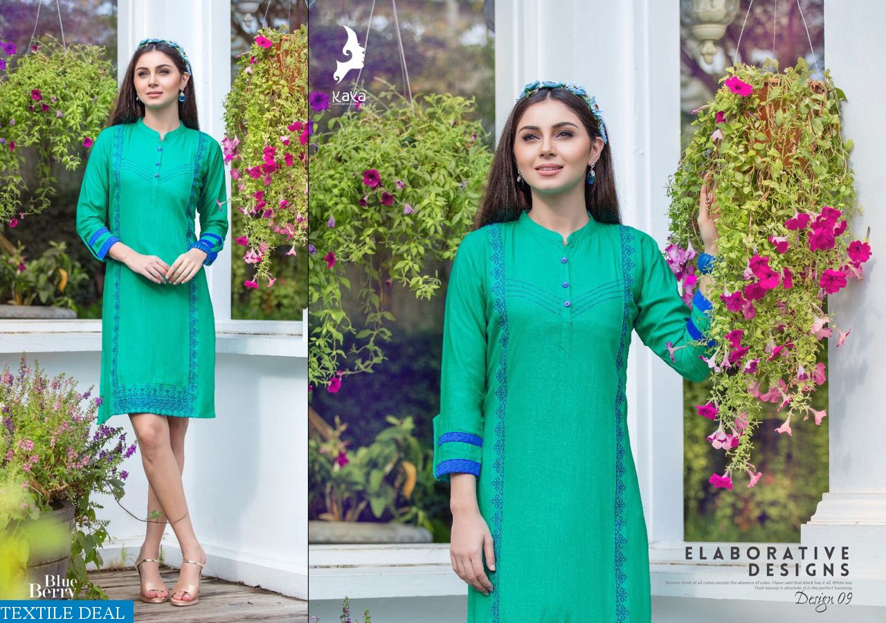 kaya Blueberry Wholesale Embroidered kurti Collection